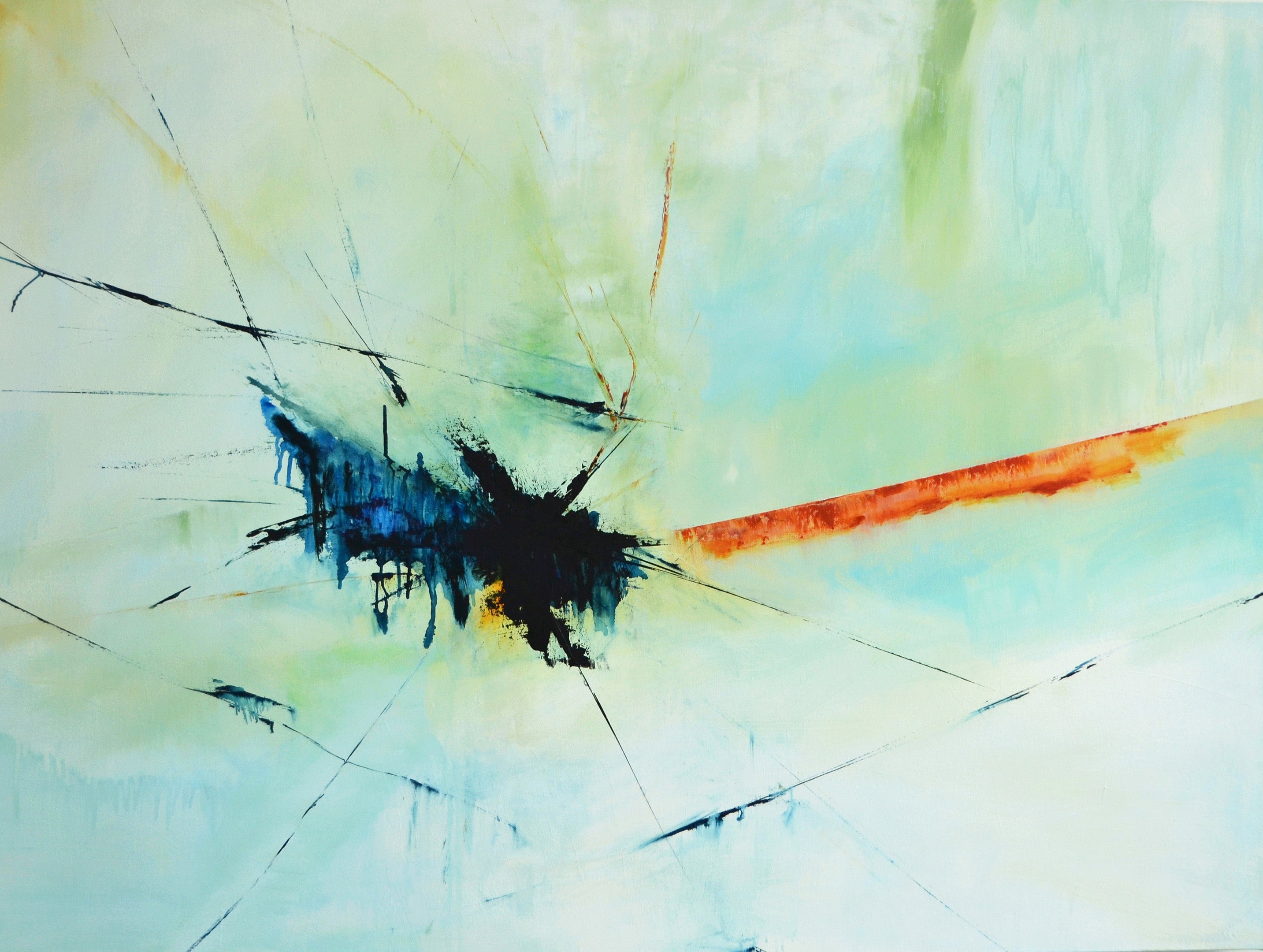 Abstract Oil Painting - Anne Vandycke, 'Decomposition #2' Oil on canvas on Tri-Mar Aluminium Stretchers, 36x48 inches
