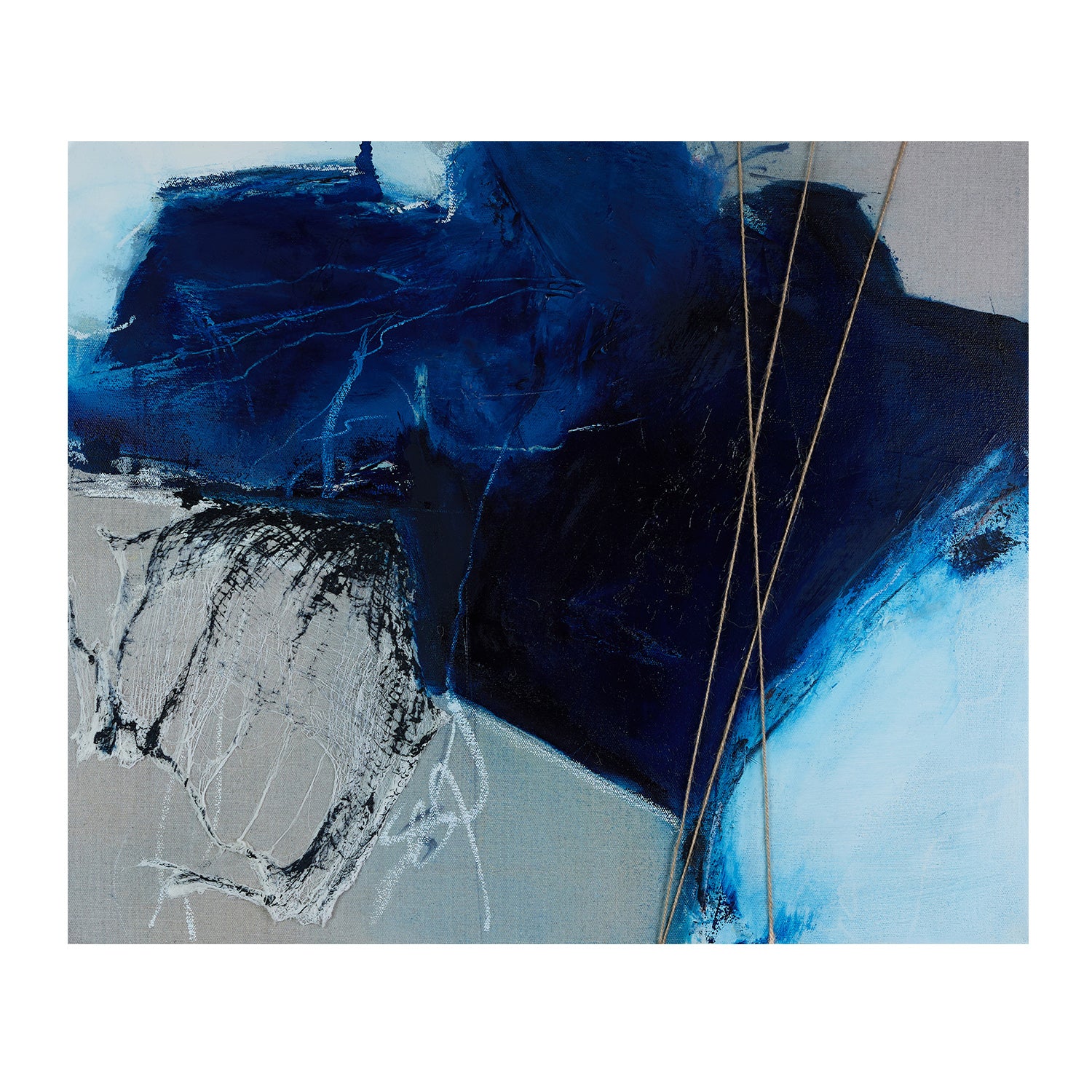Blue Contemporary Abstract Painting - Anne Vandycke, 'Dream Escape', Oil and Mix Media on linen on Tri-Mar Aluminium Stretchers, 20x24 inches.