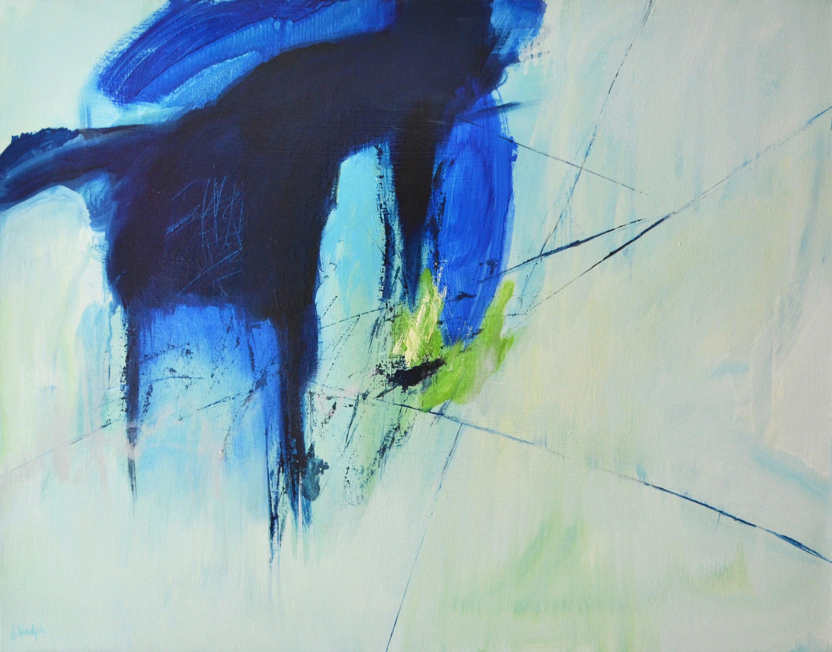 Abstract Oil Painting - Anne Vandycke, 'Energetic Rhythm 2'Oil on canvas on Tri-Mar Aluminium Stretchers, 24x30 inches