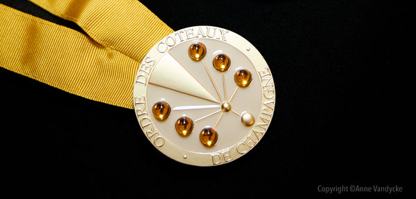Luxury ceremonial medals from the Order des Coteaux de Champagne at French Consulate NYC event. Photos of the event taken by NYC photographer, Anne Vandycke.