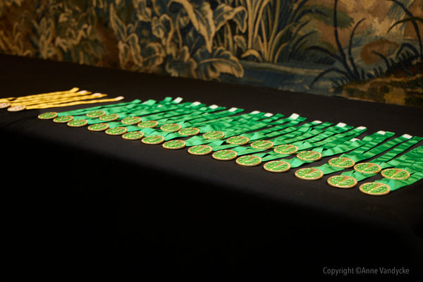 Luxury ceremonial medals from the Order des Coteaux de Champagne at French Consulate NYC event.
Photo by event photographer, Anne Vandycke.