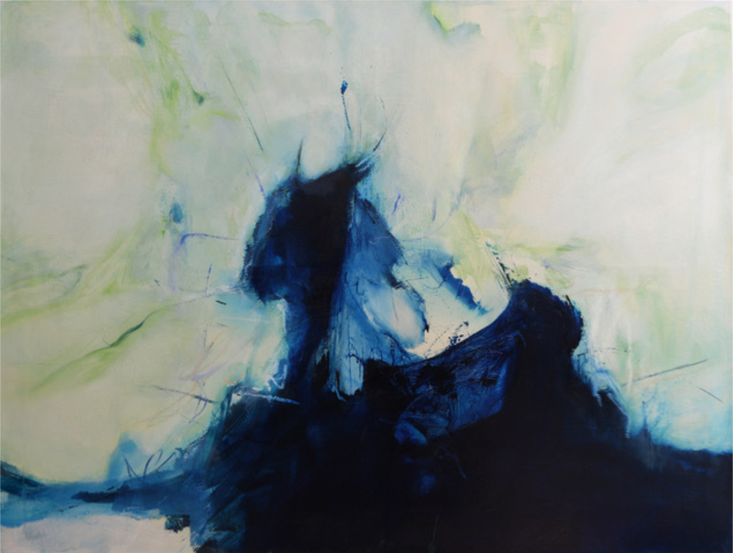 Abstract Oil Painting - Anne Vandycke, 'Energetic Rhythm 9'Oil on canvas on Tri-Mar Aluminium Stretchers, 36x48 inches